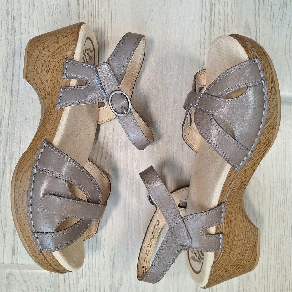 Dansko Season Sandal Taupe Leather Strappy Chunky Comfort Women's Size 38 - 8 - Picture 5 of 10